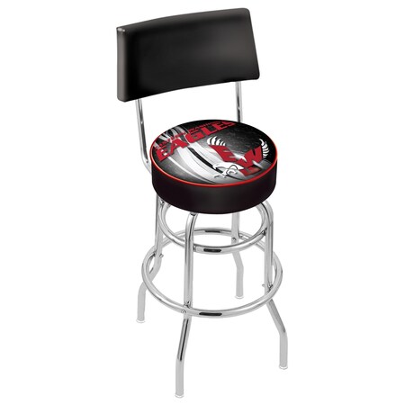 Holland Bar Stool Co 25" Chrome 2-Ring Eastern Washington Swivel Bar Stool, Back L7C425EastWA-D2